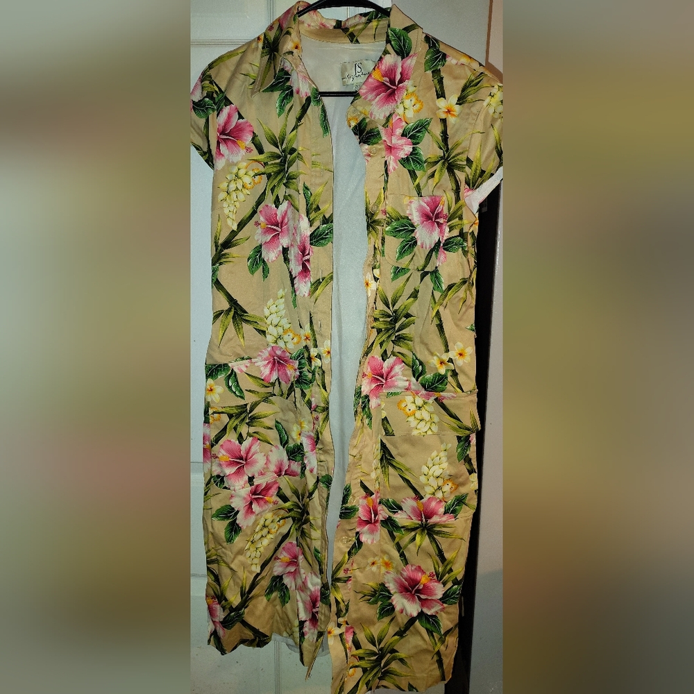 JS Signature Floral Tropical Button Up Dress